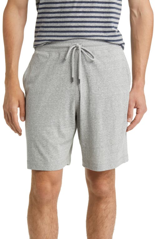 Heathered Recycled Cotton Blend Pajama Shorts in Light Grey