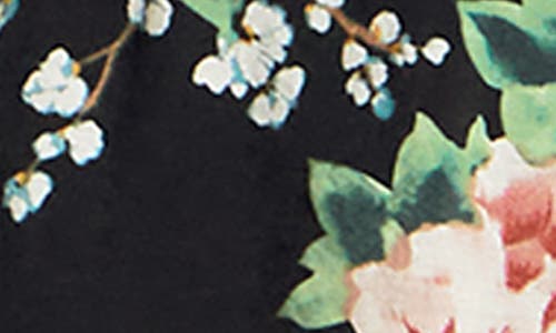 City Chic Marci Floral Flutter Sleeve Top In Black Sweet Blossom