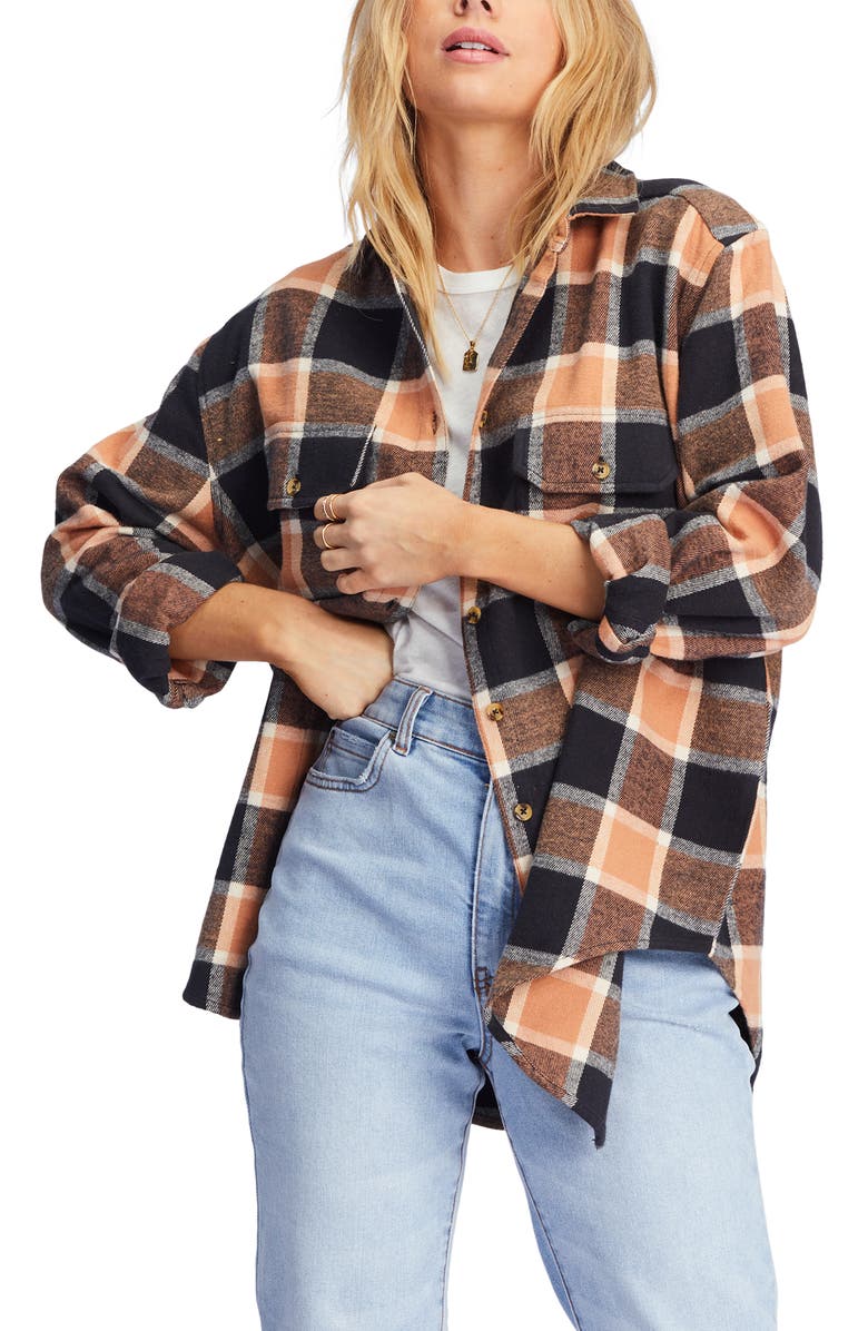 Billabong So Stoked Oversize Plaid Flannel Shirt, Main, color, 