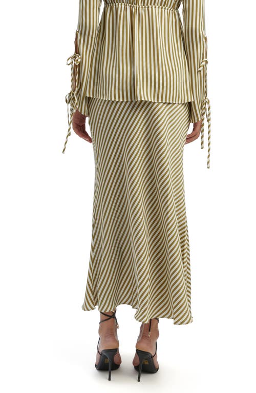 Shop Bardot Isadore Maxi Slip Skirt In Green Stripe