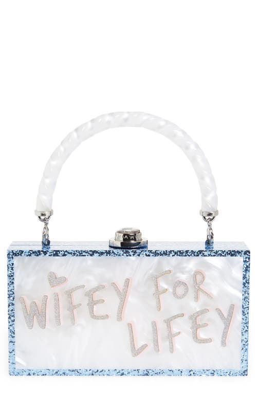 Cleo Wifey For Lifey Box Clutch in Pearl Blue