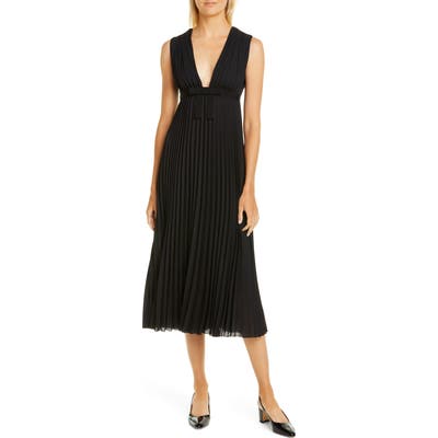 Red Valentino Pleated Midi Dress, US / 44 IT - Black