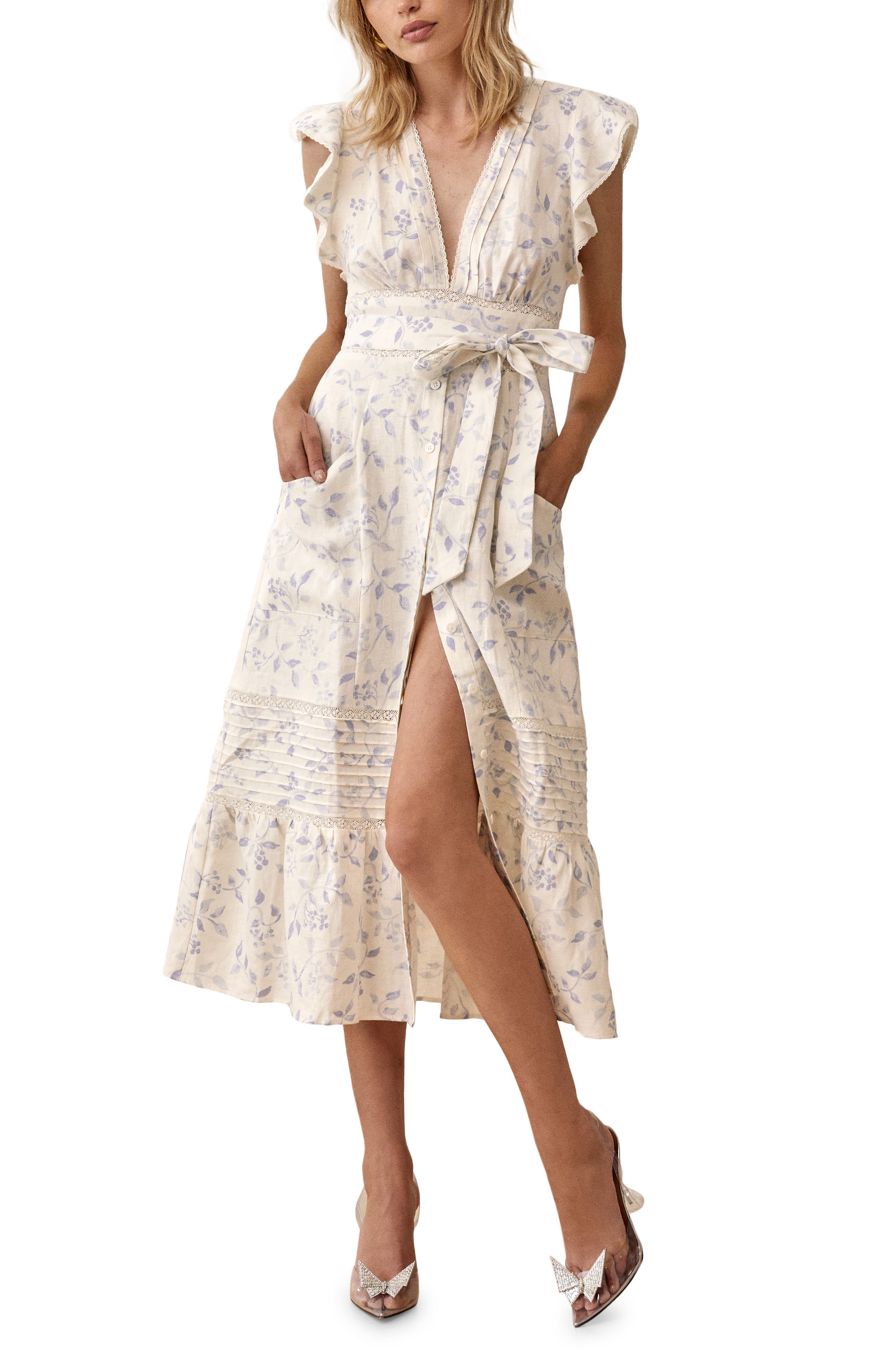 Reformation Lili Linen Midi Dress In 