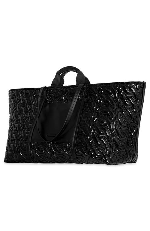 Shop Rebecca Minkoff Voyeur Embossed Leather Tote In Black