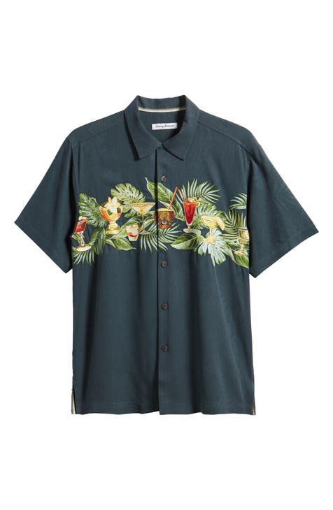 Tommy Bahama Harbour Island Hibiscus Short Sleeve Silk Button-Up Camp Shirt, Size X-Large - Marble Cream at Nordstrom Rack