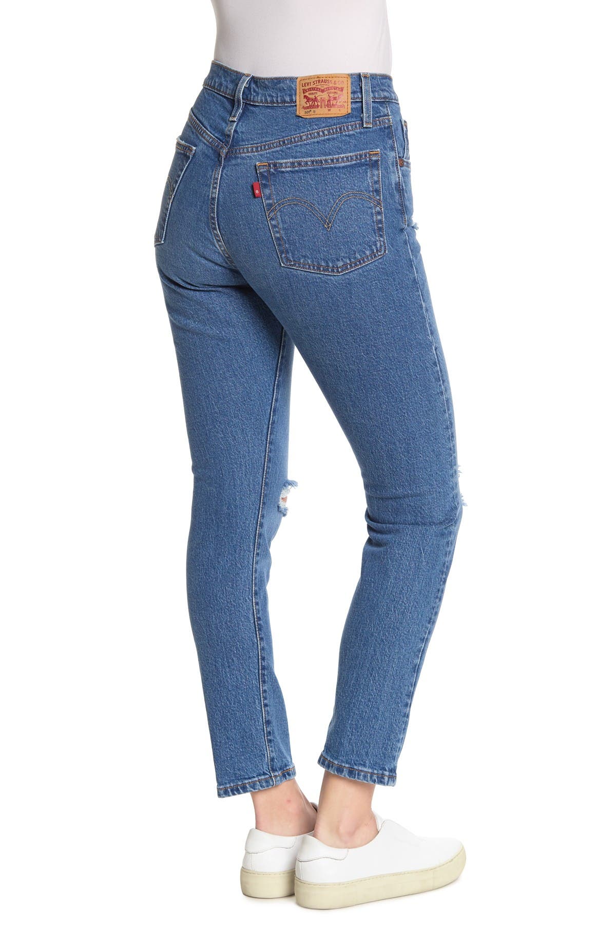 levi's 501 distressed skinny jeans
