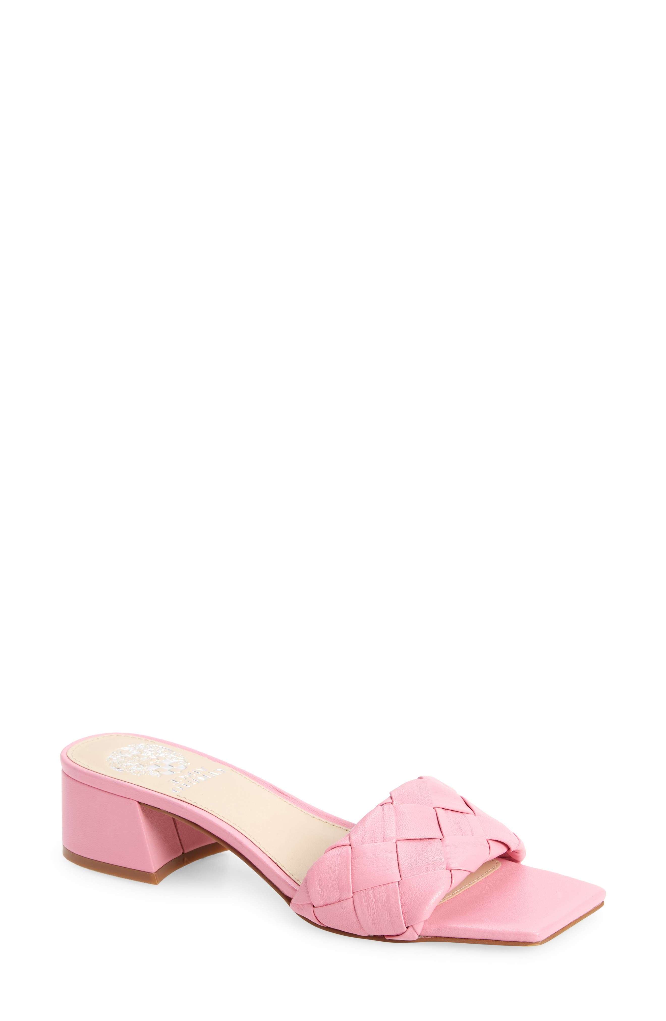 soft pink block heels