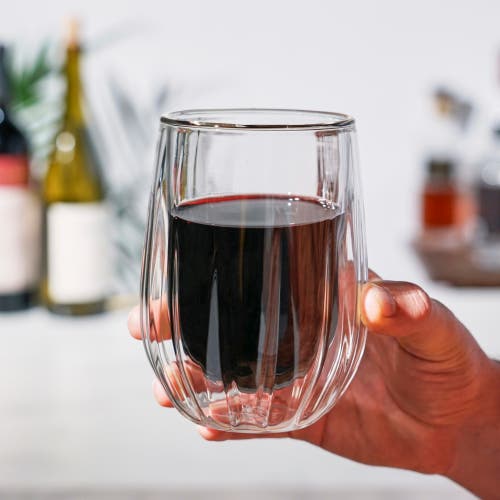 Viski Double Walled Stemless Wine Glasses Set Of 2 In Clear