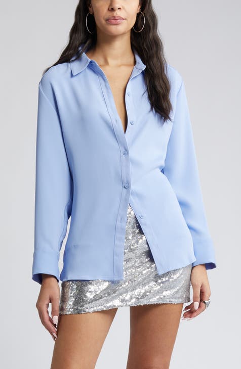 Ladies Luxury Satin Silk Blouse Casual OL Work Long Sleeve Button Top  Shirts Tee 