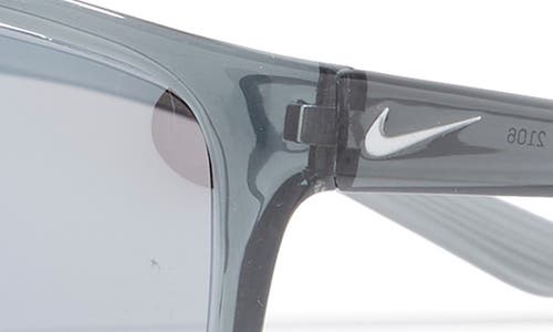 Nike Adrenaline 66mm Rectangular Sunglasses In Matte Wolf Grey/blue Mirror