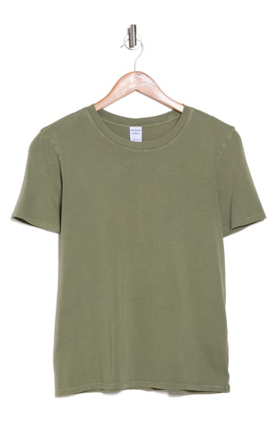 Shop Melrose And Market Washed Cotton Crewneck T-shirt In Olive Acorn