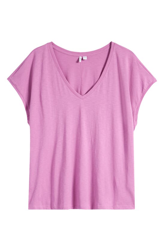 Shop Nordstrom V-neck Pima Cotton Slub T-shirt In Pink Bodacious
