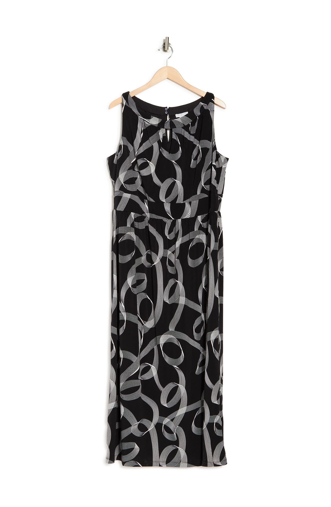 London Times Halter Jersey Maxi Dress In Blk White