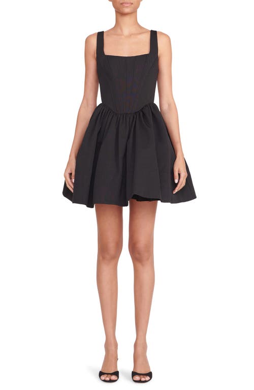 STAUD Landscape Corset Bodice Fit & Flare Dress Black at Nordstrom,