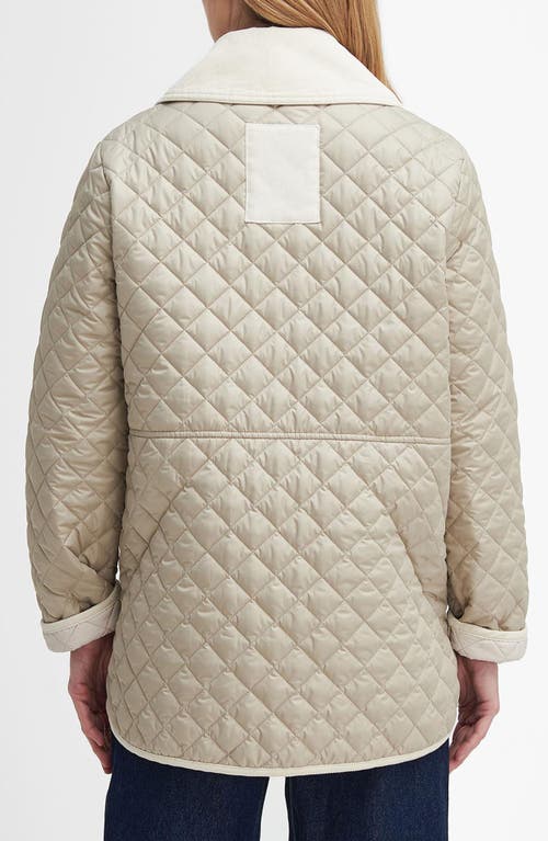 Shop Barbour Fleur Quilted Jacket In Light Sand/blanc