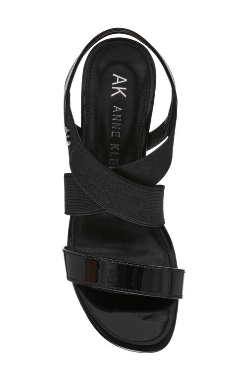 Anne Klein Bellamy Wedge Sandal In Black Stretch Patent