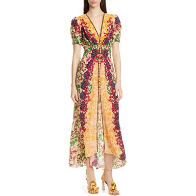 Saloni Lea Print Silk Maxi Dress