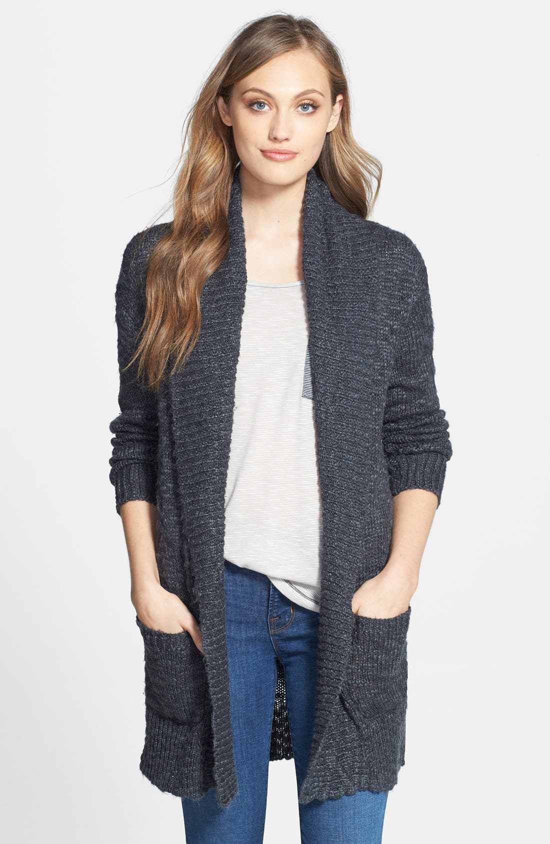 Halogen® Open Front Long Cardigan (Regular & Petite) Nordstrom