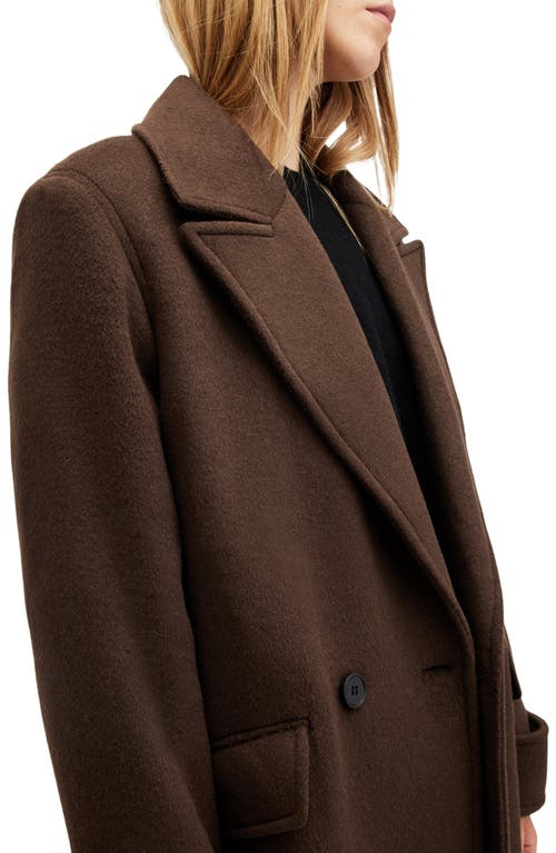 Shop Allsaints Mabel Double Breasted Coat In Sugar Brown