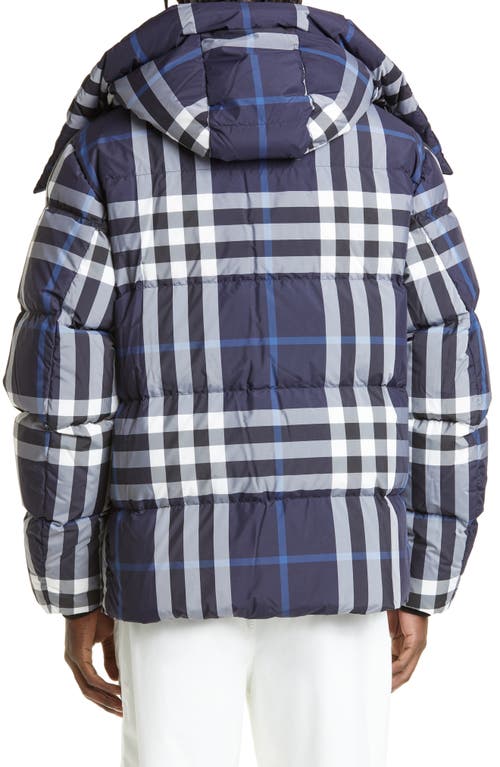 Shop Burberry Larrick Quilted Check Jacket In White/blue Check