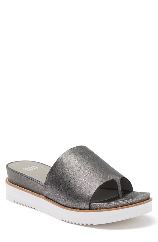 Eileen Fisher Touch Metallic Leather Platform Sandal In Silver | ModeSens
