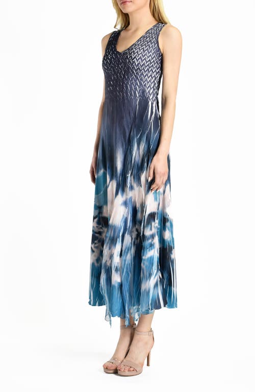 KOMAROV KOMAROV BORDER PRINT CHIFFON & GEORGETTE COCKTAIL DRESS 