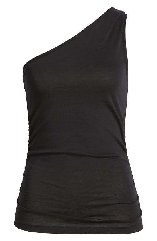Shop Closed One-shoulder Organic Cotton Tank Top In Black