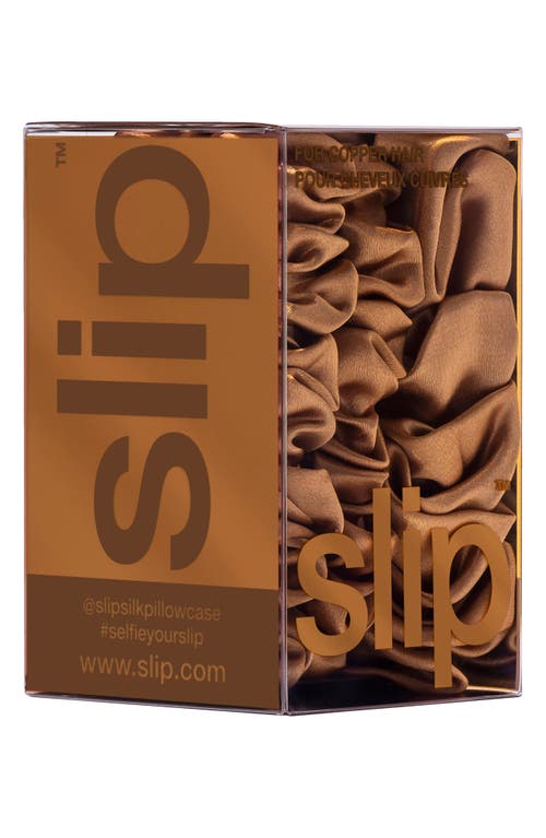 Slip 3-pack Large & Small Silk Scrunchie Set In Copper