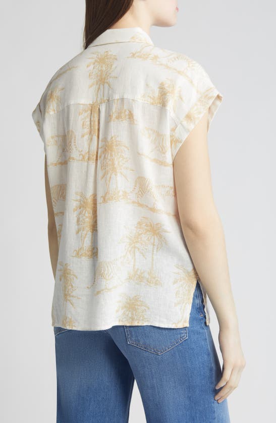 Shop Rails Whitney Short Sleeve Linen Blend Button-up Shirt In Wild Bengals