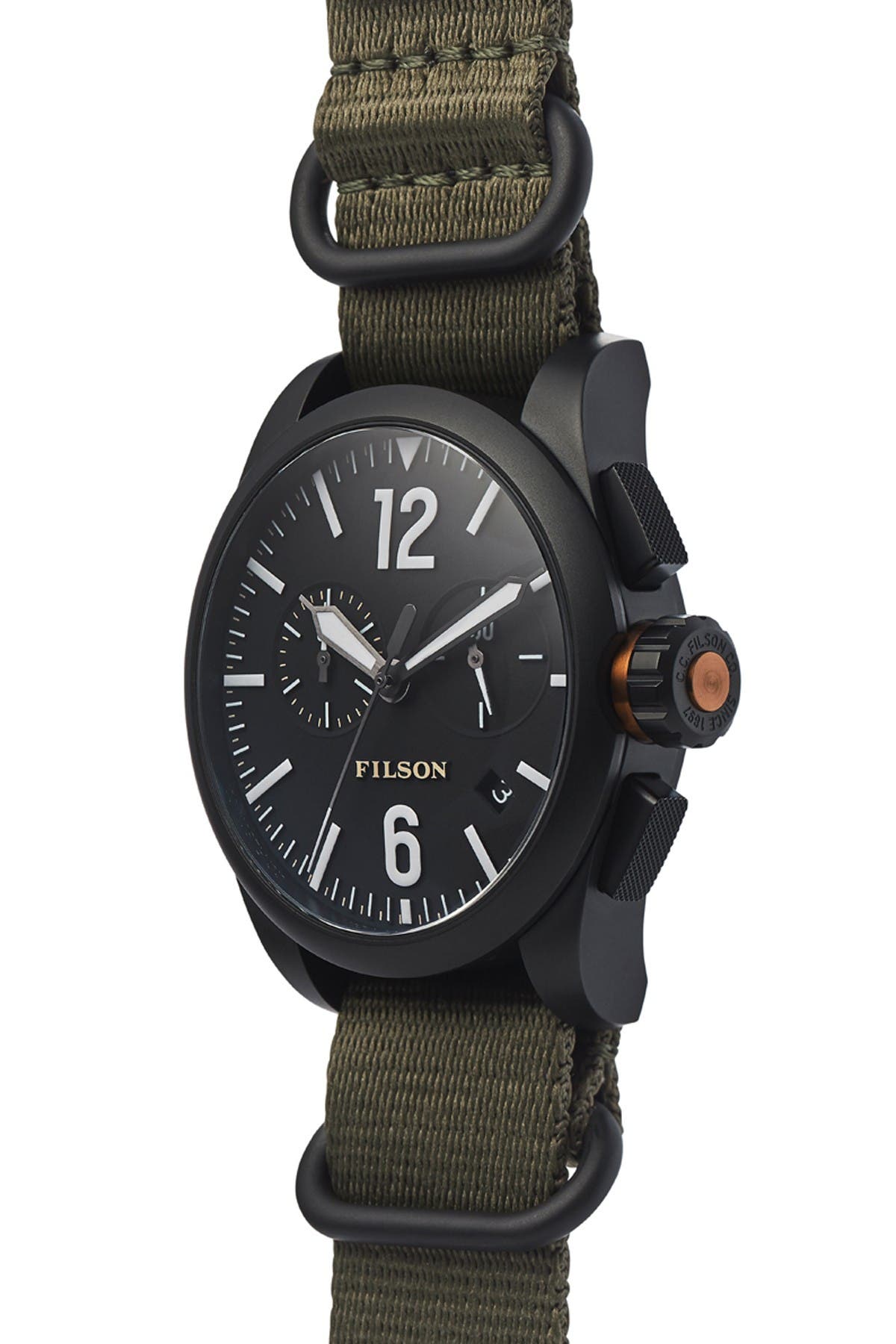 Filson black chronograph watch new arrivals