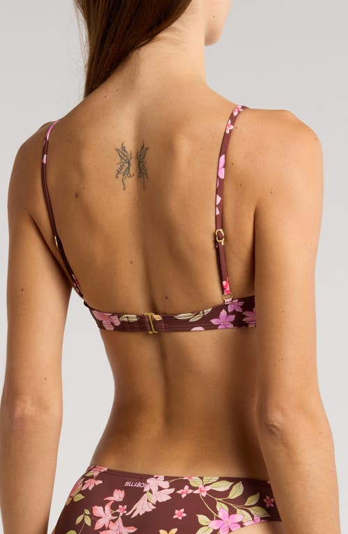 Shop Billabong Free To Be Bliss Floral Bikini Top In Choc Chip