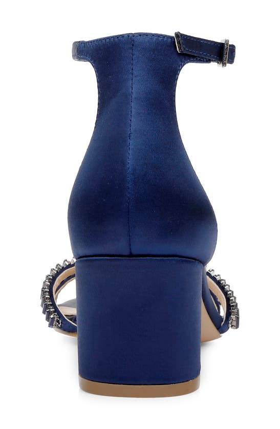 Jewel Badgley Mischka Joanne Embellished Block Heel Sandal In Navy