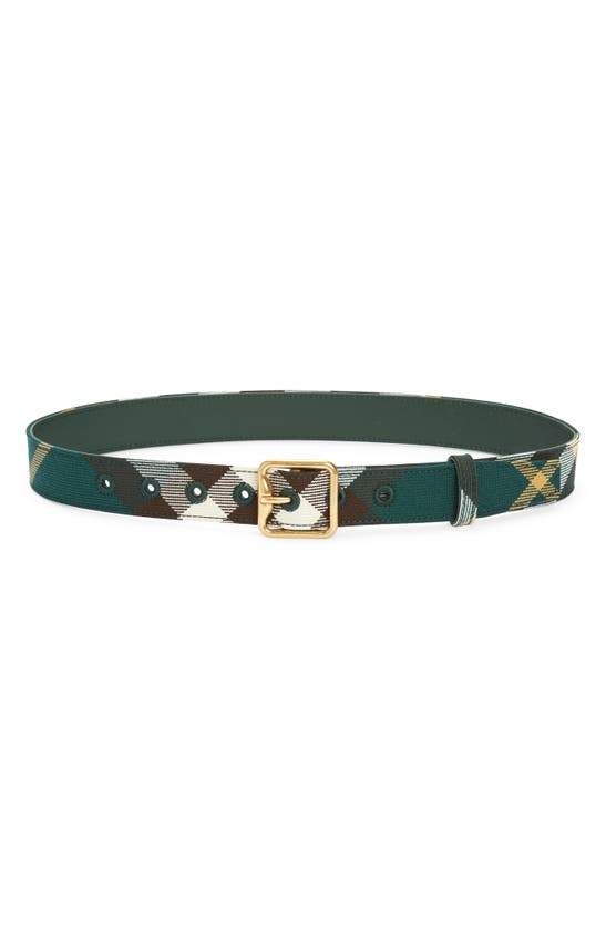 Shop Burberry B Buckle Check Belt In Ivy