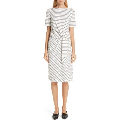 Lafayette 148 New York Glendora Knotted Stripe Dress, White