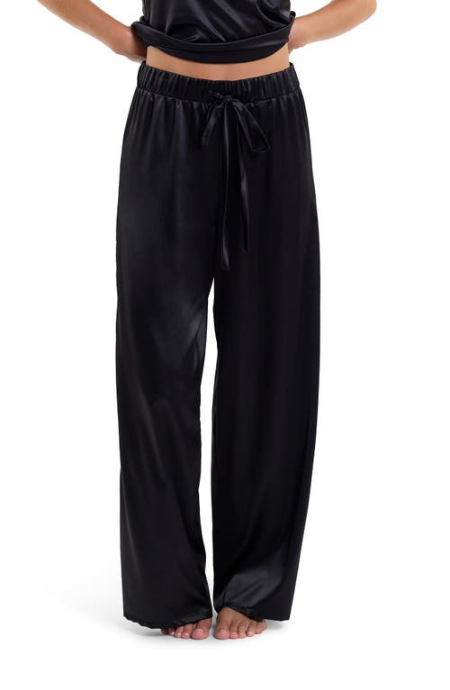 Shop Hanky Panky Luxe Satin Pajama Pants In Black