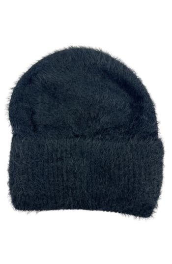 Marcus Adler Eyelash Knit Cuffed Beanie In Black