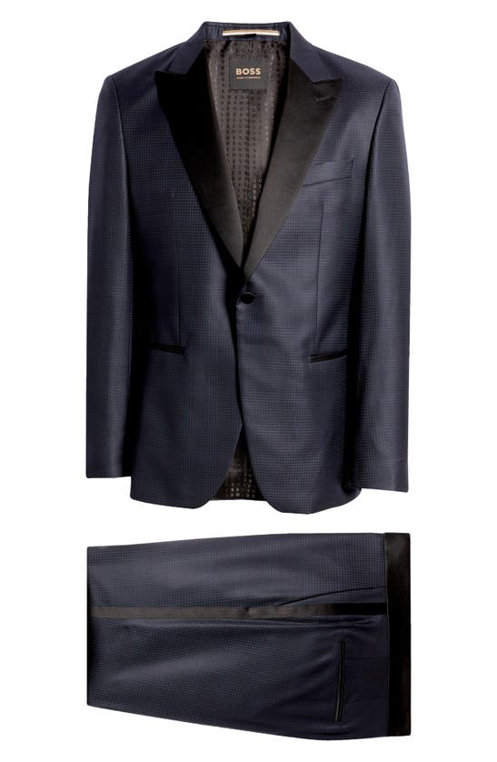 Hugo Boss Huge Virgin Wool Blend Suit In Navy ModeSens