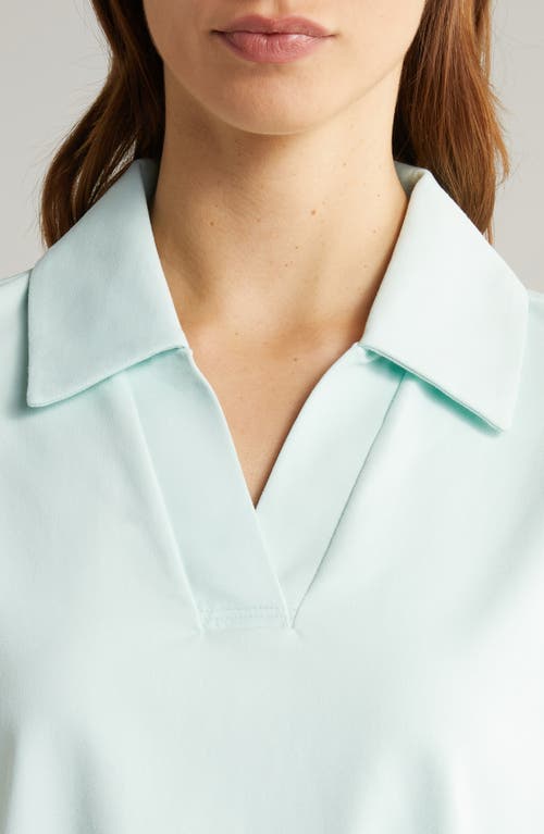 Shop Zella Replay Boxy Polo Tee In Green Glimmer