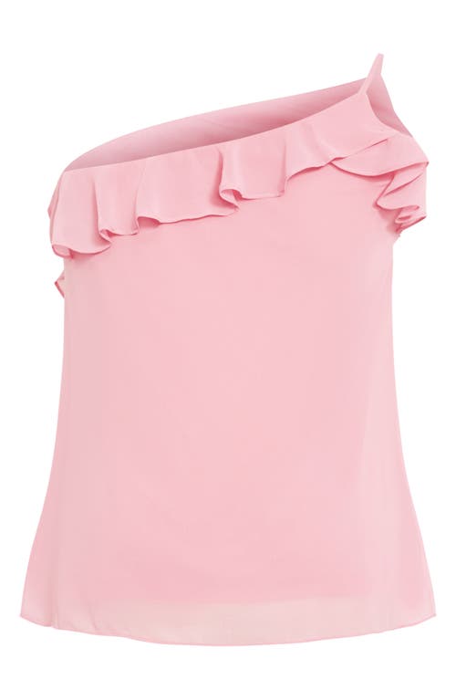 Shop City Chic Rita Ruffle One Shoulder Top In Baby Pink