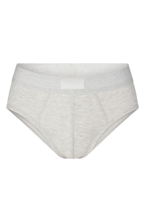 Shop Skims Cotton & Modal Blend Briefs In Light Heather Grey