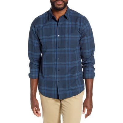 Frame Plaid Button-Up Flannel Shirt, Blue