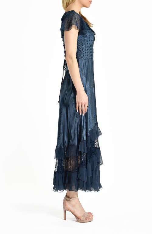 Shop Komarov Flutter Sleeve Ruffle Gown In Eclipse