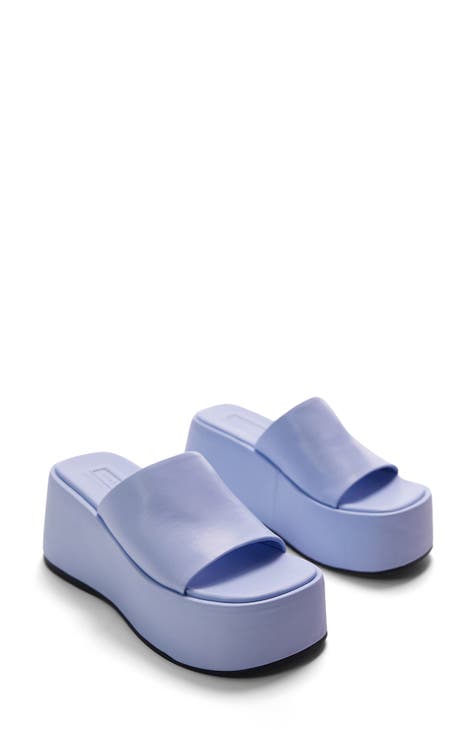 Gray Flatfrom Slide Sandal - Wide Width (Women)