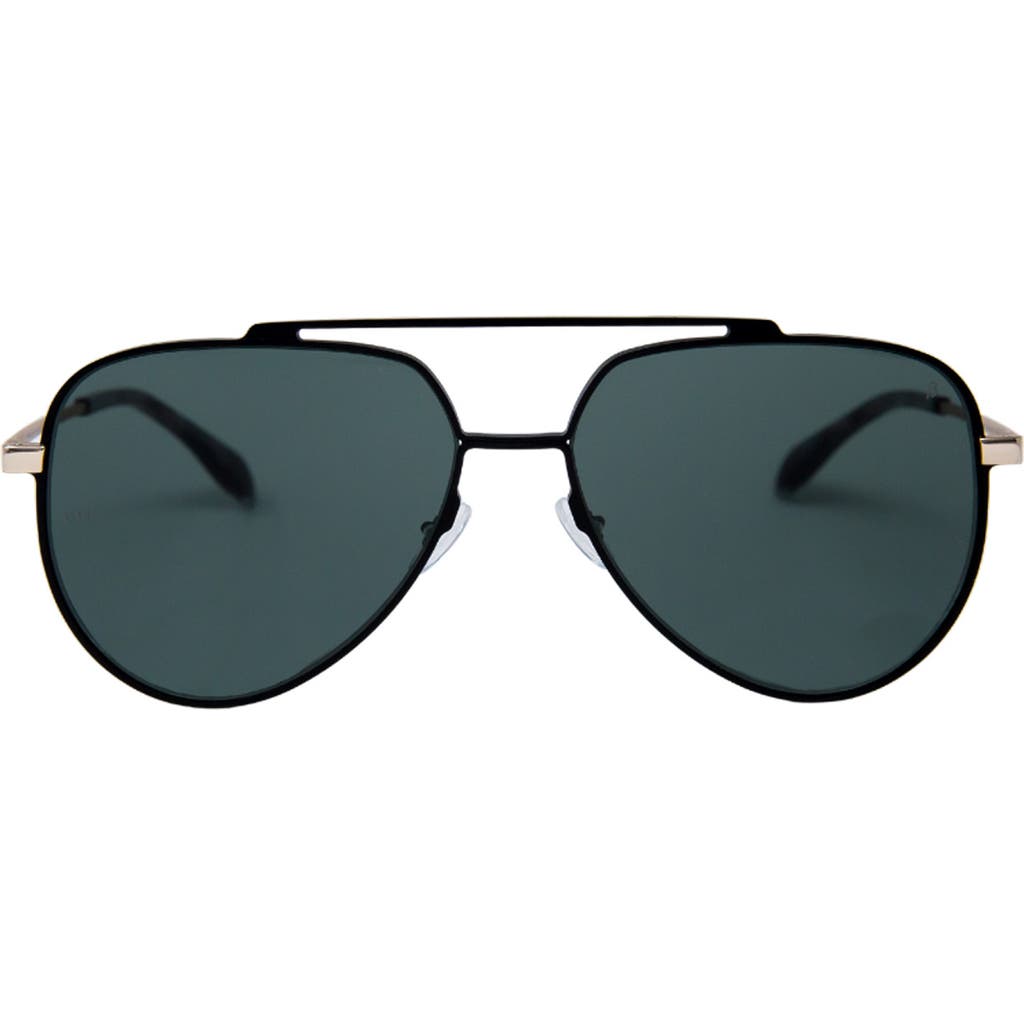 Shop Mita Sustainable Eyewear Vizcaya 58mm Aviator Sunglasses In Matte Black/green