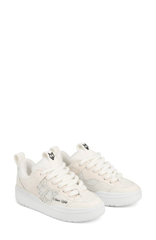 Shop Naked Wolfe Area Genysis Sneaker In White Leather/ Mesh/ Suede