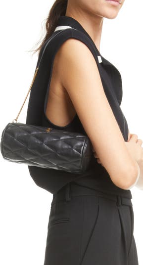 Saint Laurent Sade Quilted Leather Tube Bag Black