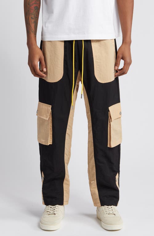 DIET STARTS MONDAY Colorblock Nylon Cargo Pants in Black/Tan at Nordstrom, Size Large