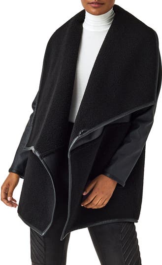SPANX® Fleece & Faux Leather Long Wrap Jacket