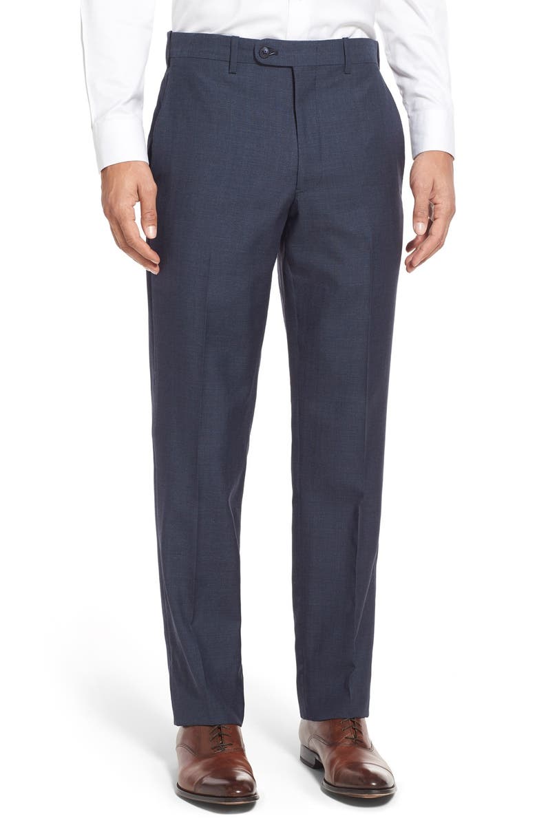 JB Britches Flat Front Solid Wool Trousers | Nordstrom