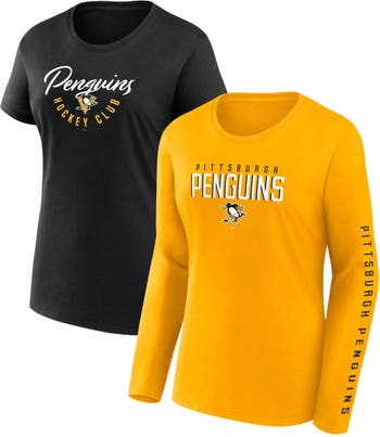 Men's Fanatics Branded Heather Charcoal Pittsburgh Penguins Stacked Long Sleeve Hoodie T-Shirt Size: Small
